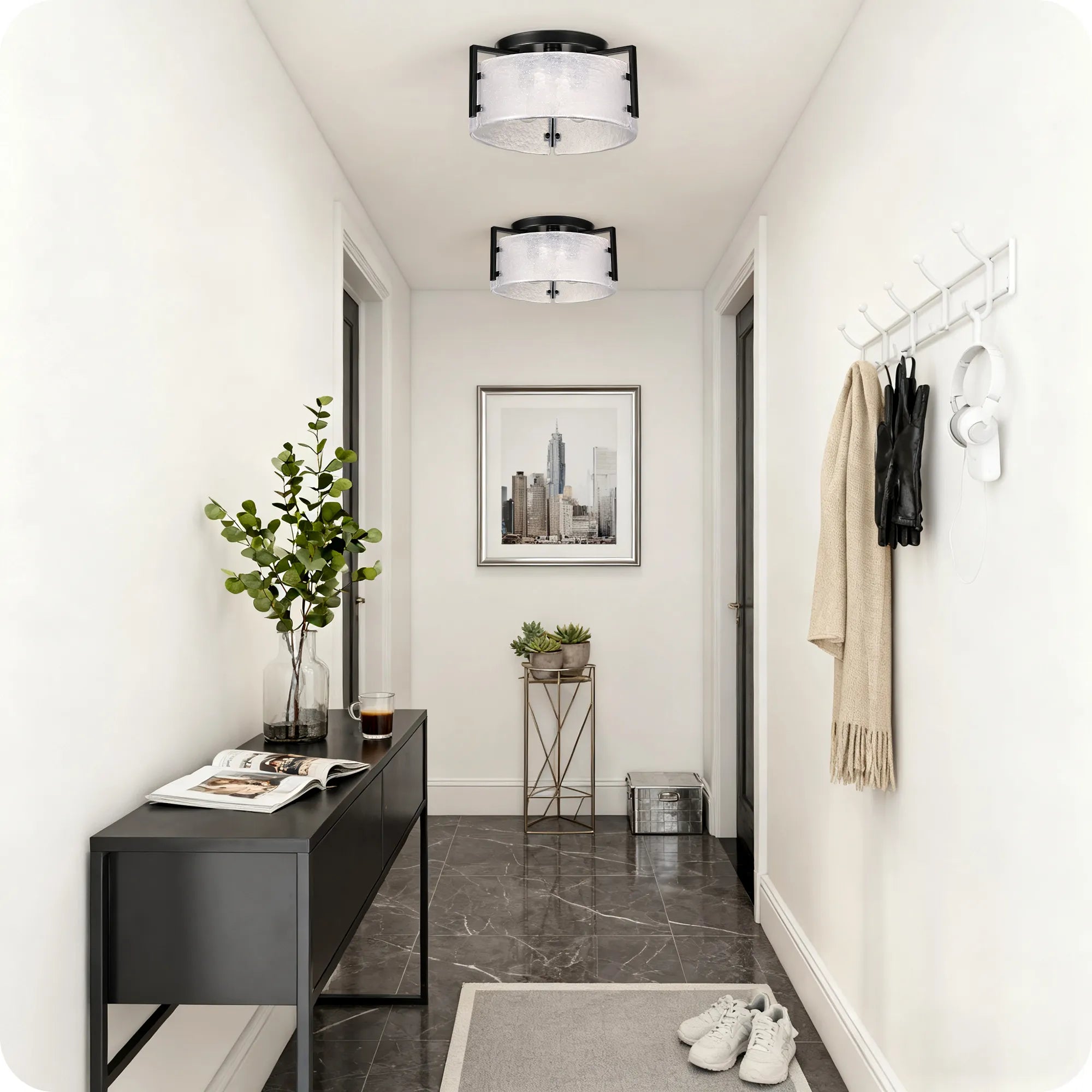 3-Light Opal White Glass Flush Mount (16")