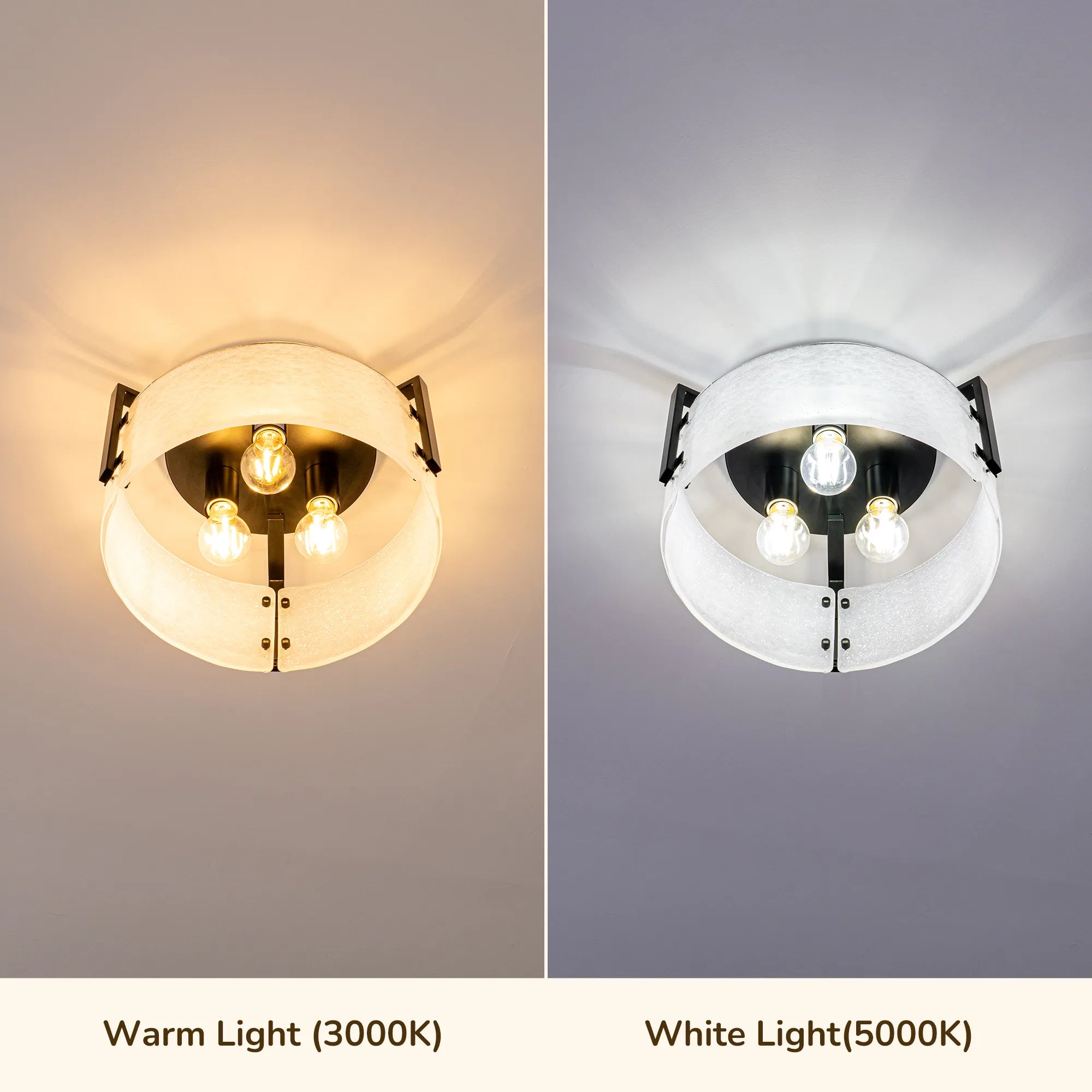 3-Light Opal White Glass Flush Mount (16")