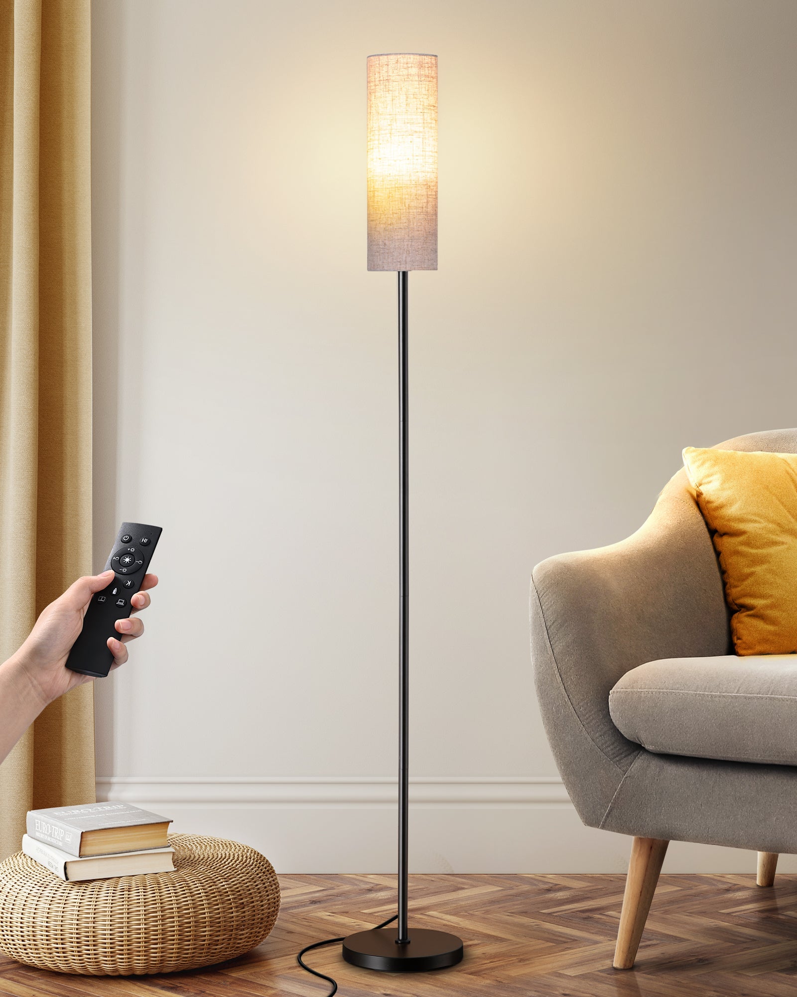 EDISHINE Pole Floor Lamp with Fabric Shade -HFLEC1B