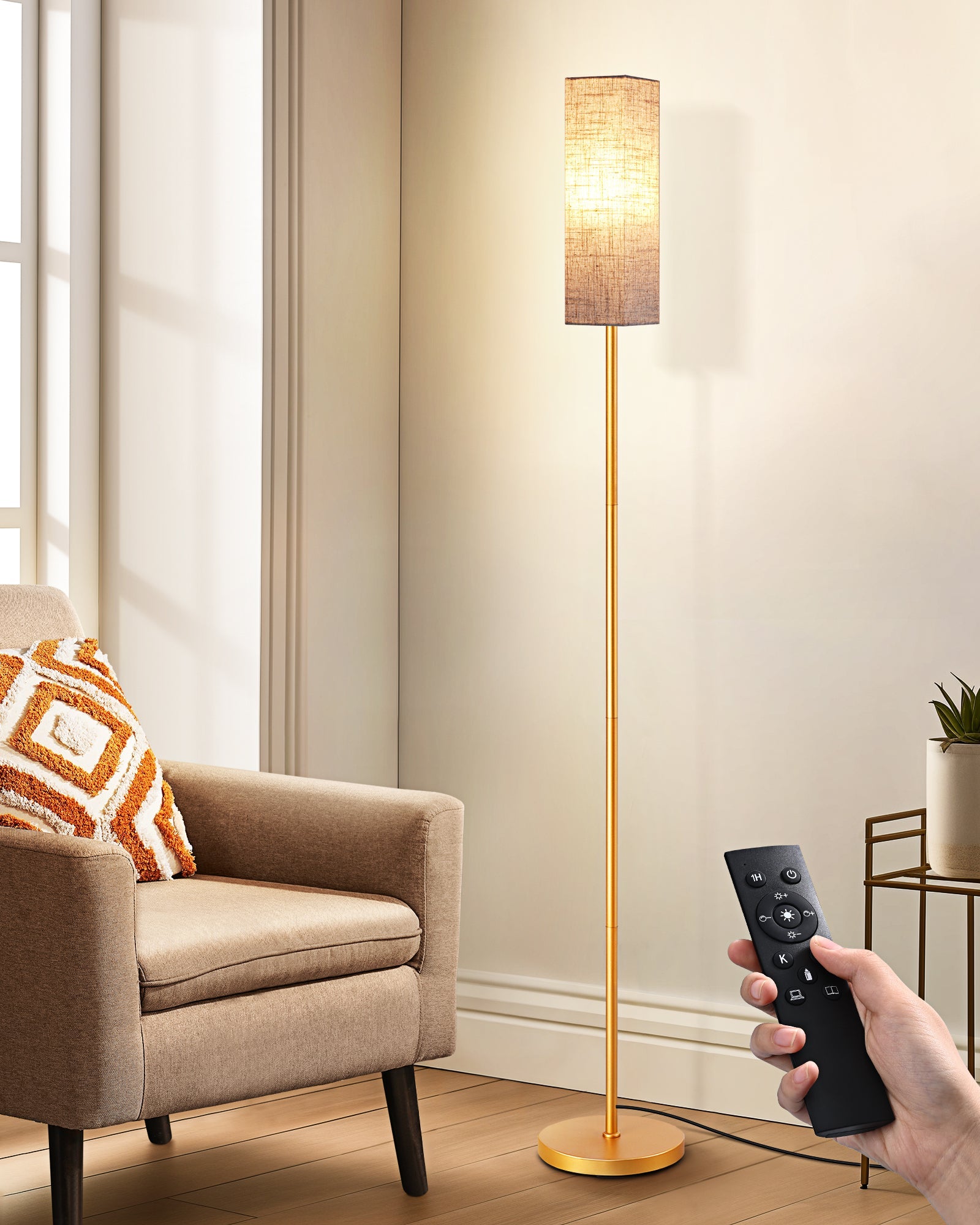 EDISHINE Pole Floor Lamp with Fabric Shade-HFLEC2A