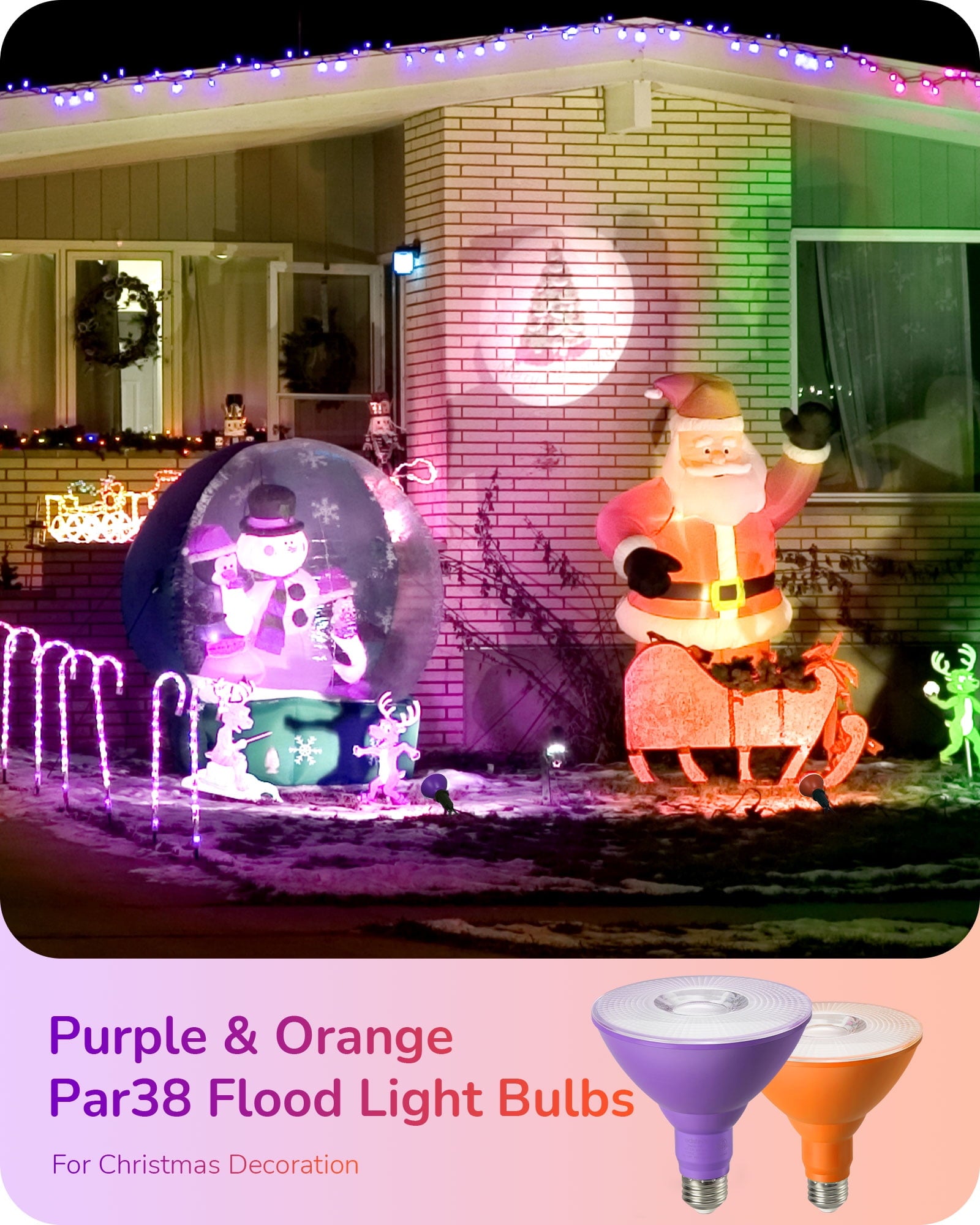 EDISHINE 4 Pack Halloween PAR38 Purple & Orange LED Flood Light Bulbs Outdoor, Dimmable, Purple Orange LED Light Bulb, 18W(120W Equivalent), Light Bulb for Halloween Decorations, E26 Base, ETL Listed