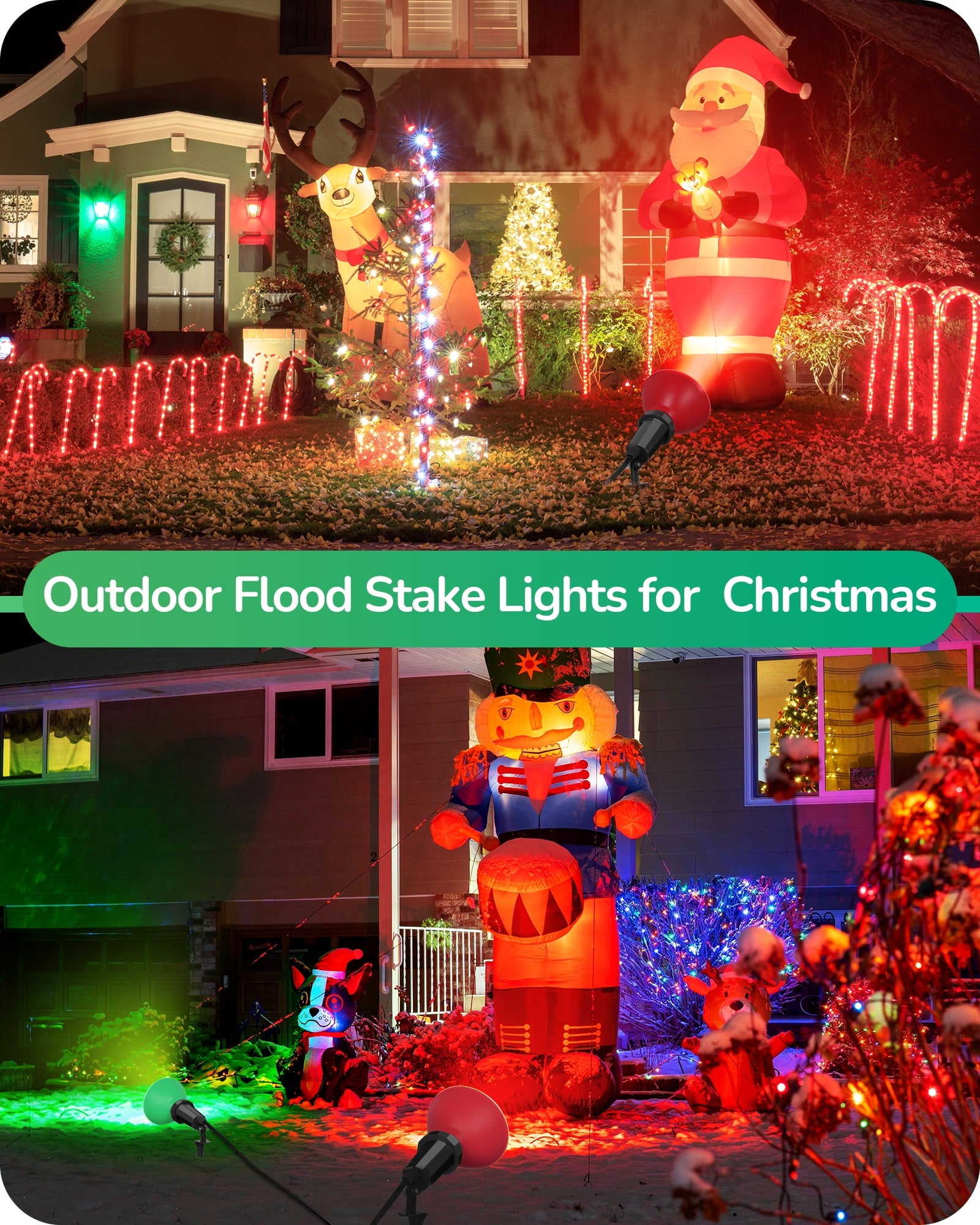 EDISHINE 2 Pack Spotlight Outdoor, For Garden Decor Plug in with 6FT Cord, 120V Weatherproof Outdoor Flood Stake Lights, E26 Base PAR38 Bulb landscape light Socket for Holiday, Patio, Yard.