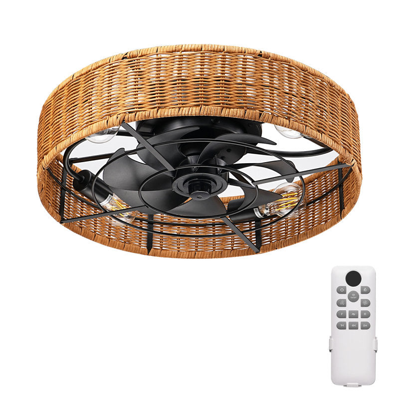 Bay Isle Home™ 19.7'' Rattan Ceiling Fan With Light And Remote Control Included