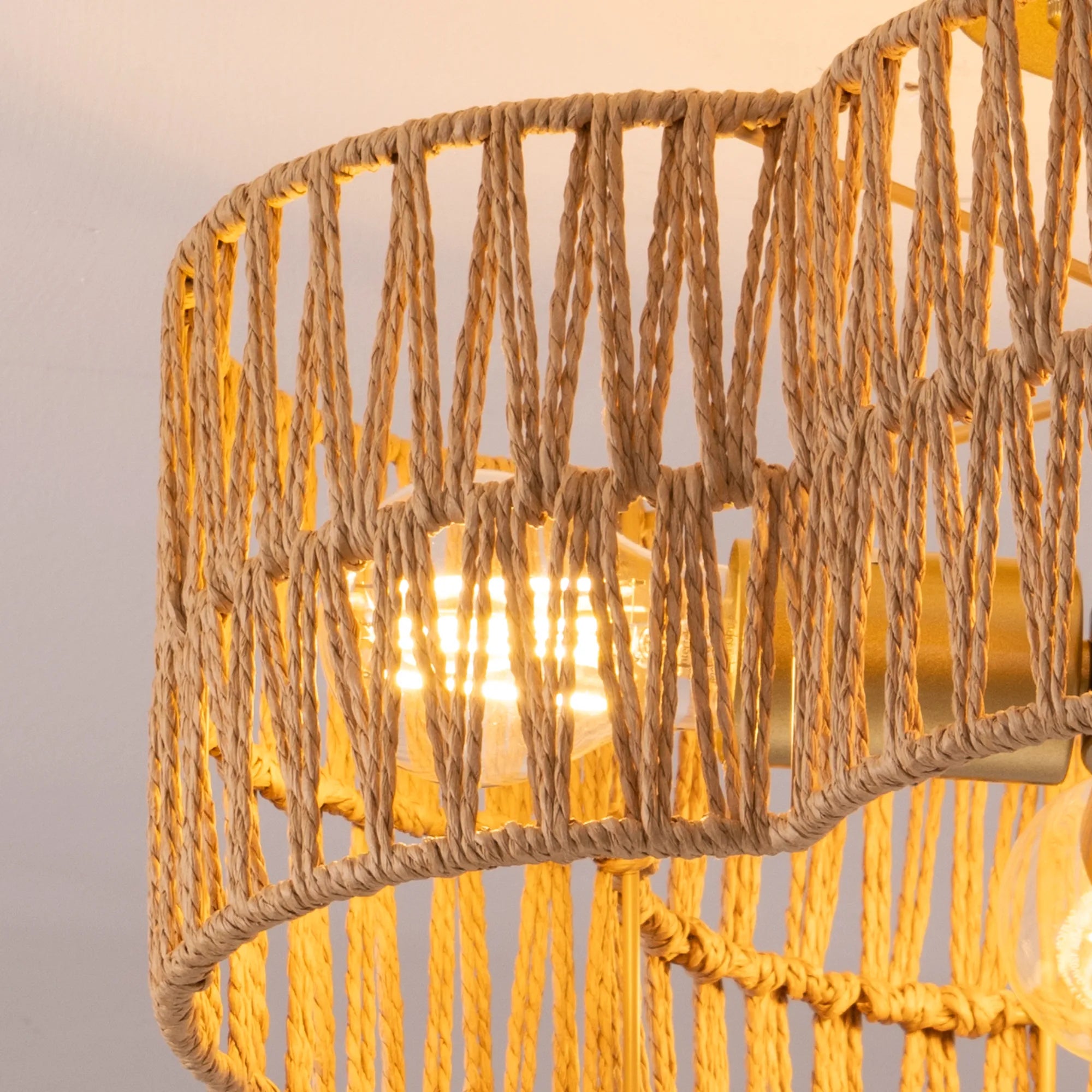 4-Light Woven Rattan Semi Flush Mount (17" )