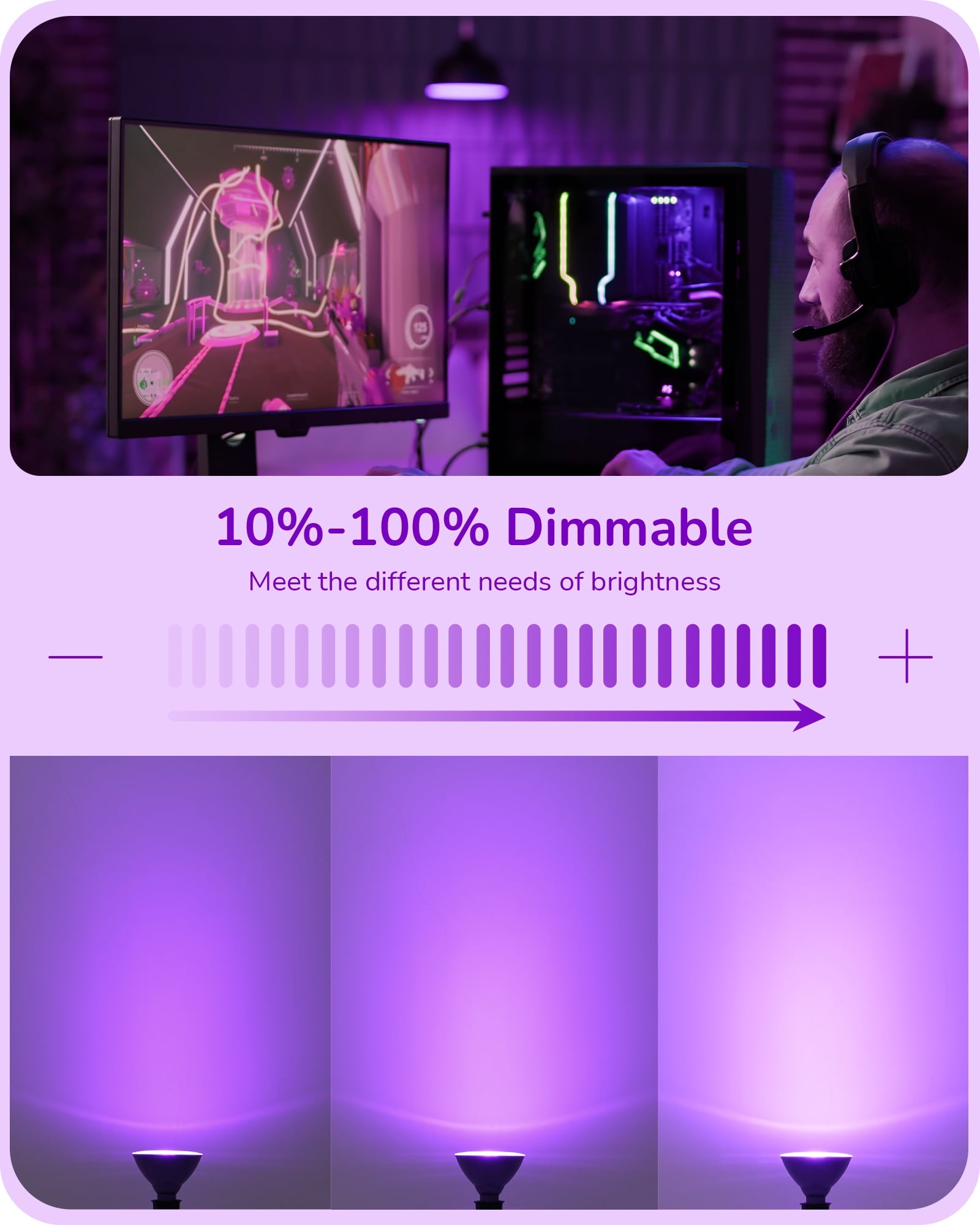 EDISHINE 4 Pack LED Par38 Outdoor Flood Purple Light Bulbs, 18W (120W Equivalent), Dimmable, E26 Base Purple LED Lights, Party Decortion