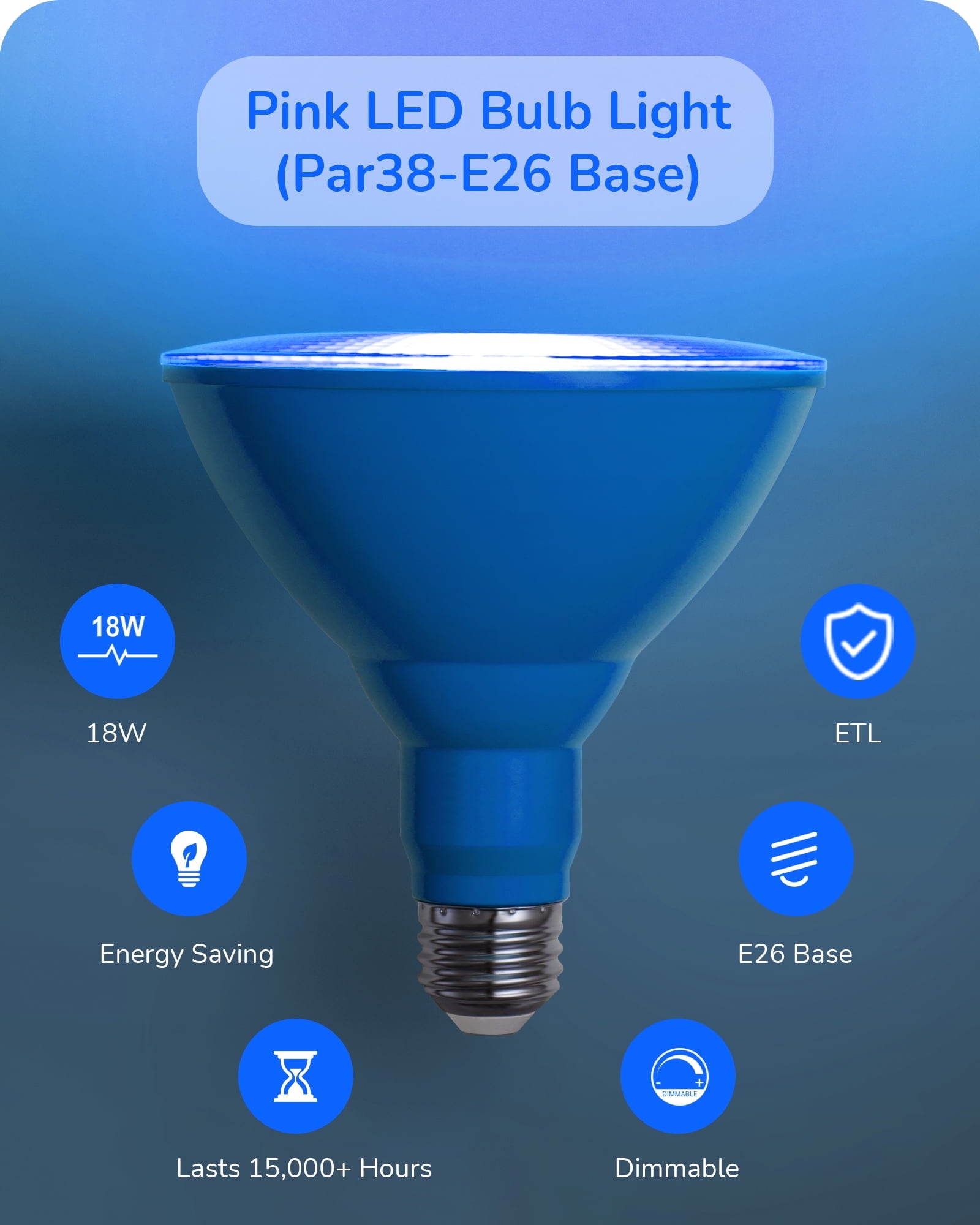 EDISHINE 4 Pack PAR38 Blue LED Flood Light Bulbs Outdoor, Dimmable Blue LED Light Bulb, 18W(120W Equivalent), Light Bulb for Halloween Decorations, Christmas Decor, E26 Base, ETL Listed