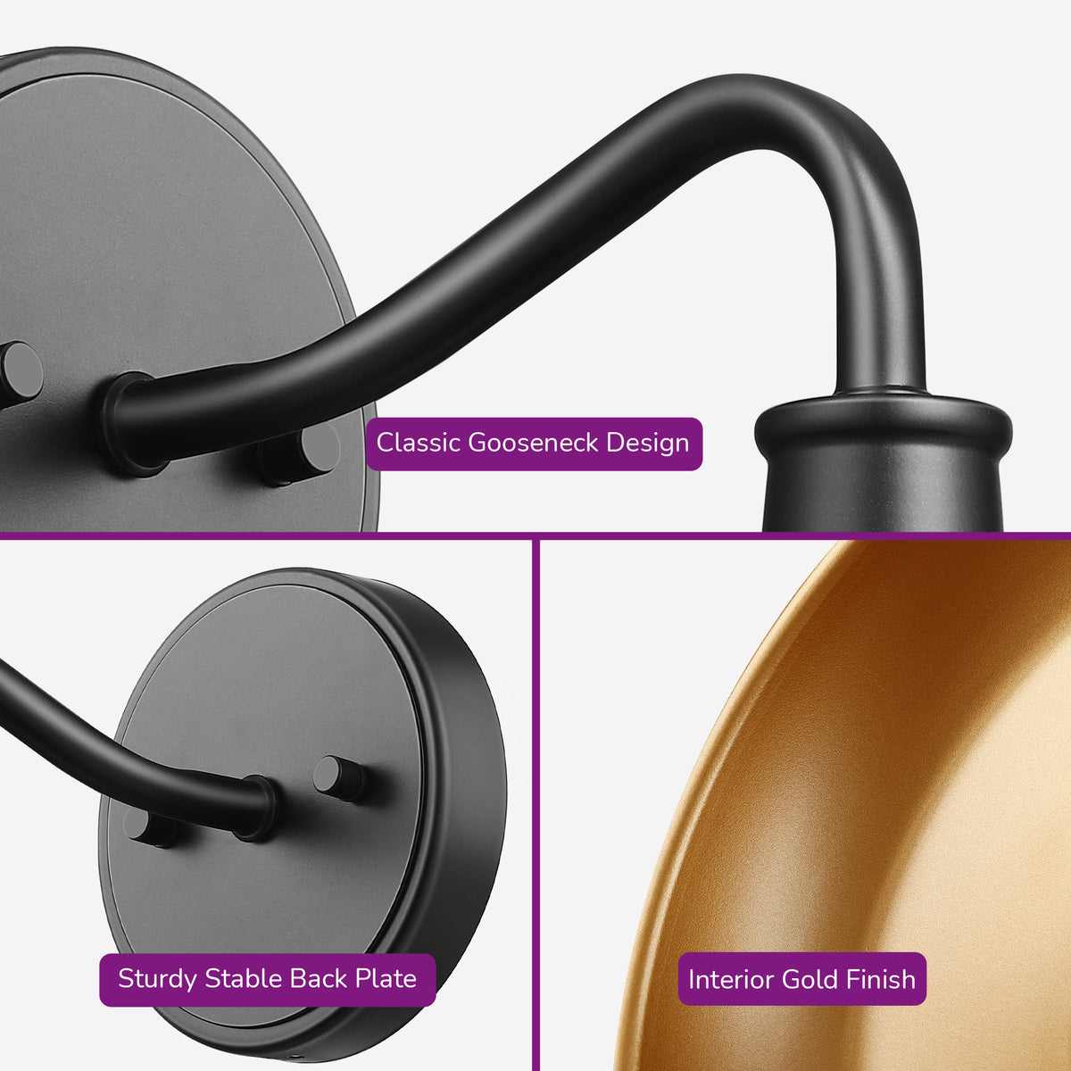 Gooseneck Dusk to Dawn Outdoor Wall Light - 2 Pack