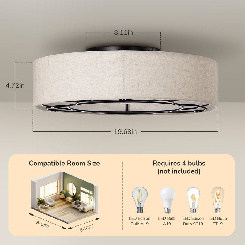 Winston Porter 19.6'' Ceiling Fan With Light Kit And Remote Control Included