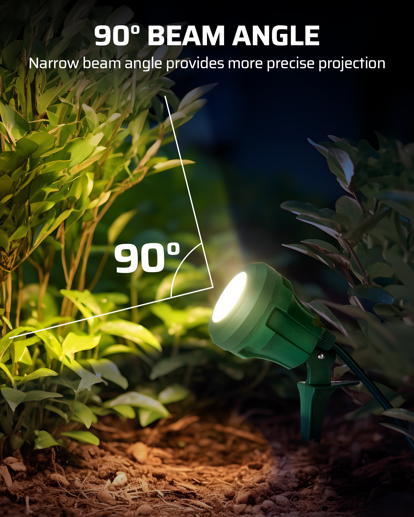 120V Spotlight Outdoor with 5ft Extension Cord, 400 Lumens Waterproof LED Spot Light with 3 Lenses (Red Yellow Green) for Holiday, Trees, Garden Decor-HGSL01A