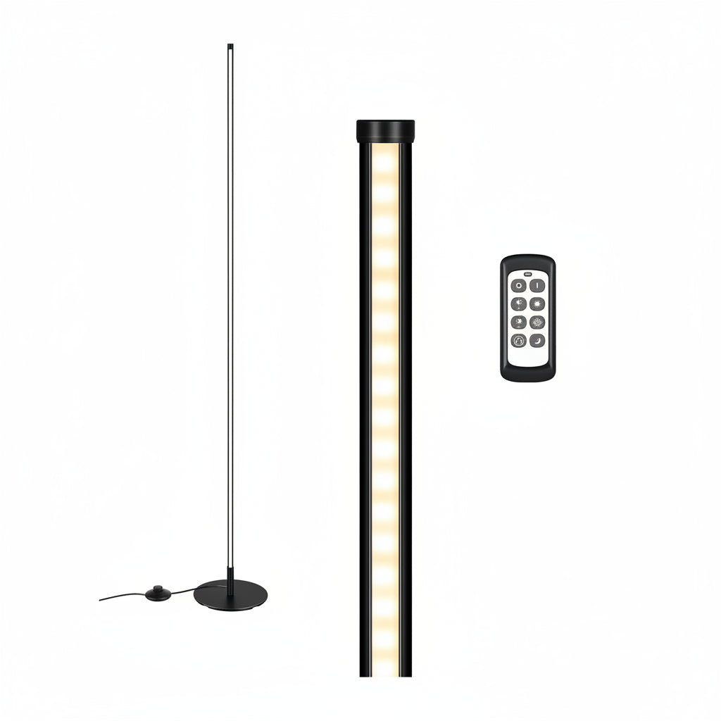 EDISHINE Floor Lamps for Living Room, Remote Control & Foot Switch Corner Floor Lamp, 10%-100% Dimmable Standing Lamp with 7 Color Temperature, 57.5" Tall Floor Lamp for Bedroom, Office, Black