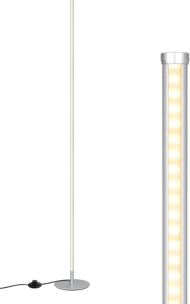 DEWENWILS Floor lamp, 1100Lumen Modern Dimmable Corner Floor Lamp with 3000K Warm Light & Foot Switch, 57.5" Tall Standing Lamp for Living Room, Bedroom, Silver