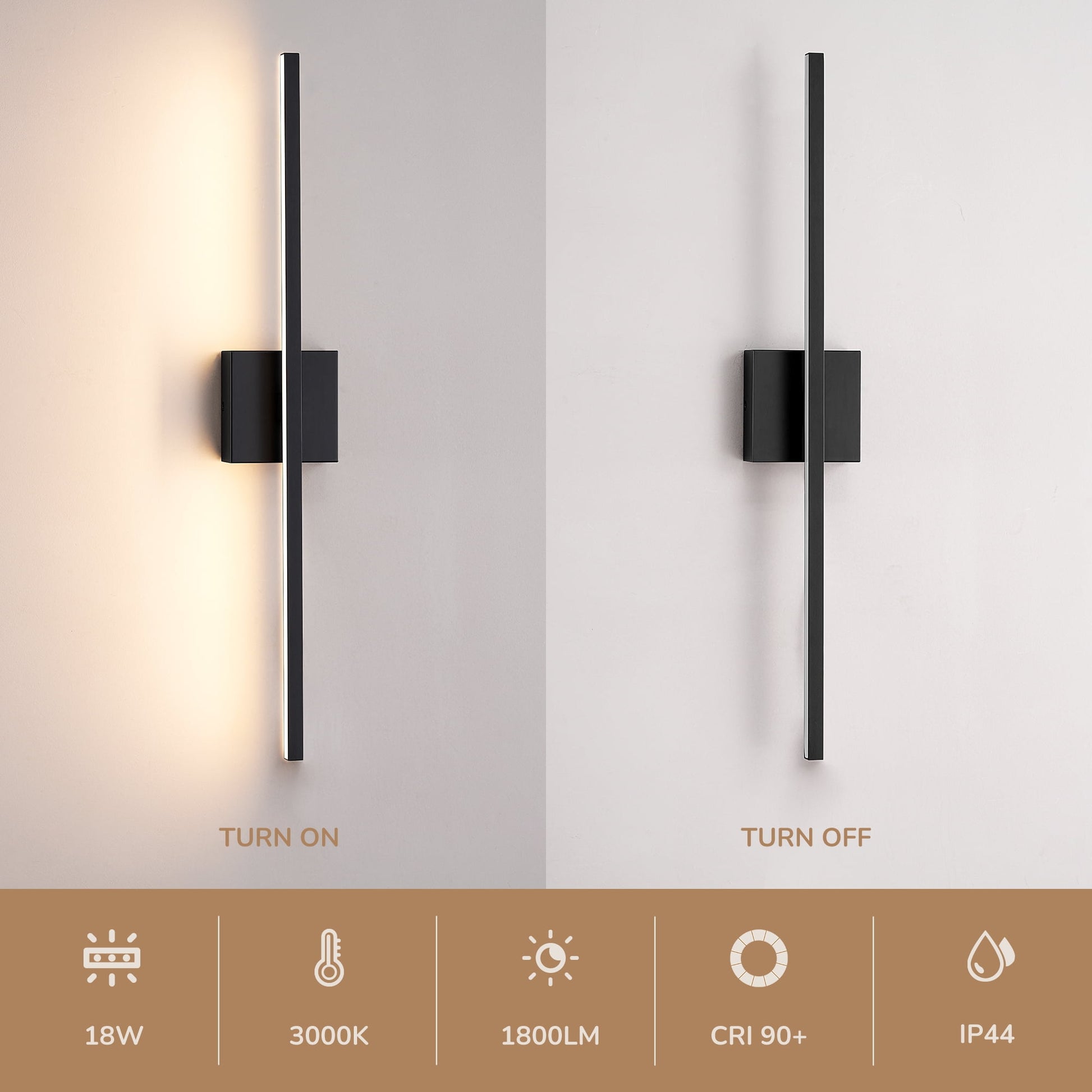 EDISHINE LED Bar Light Wall Mounted Vanity Lights for Bathroom Mirror, 3000K Warm White, 18W