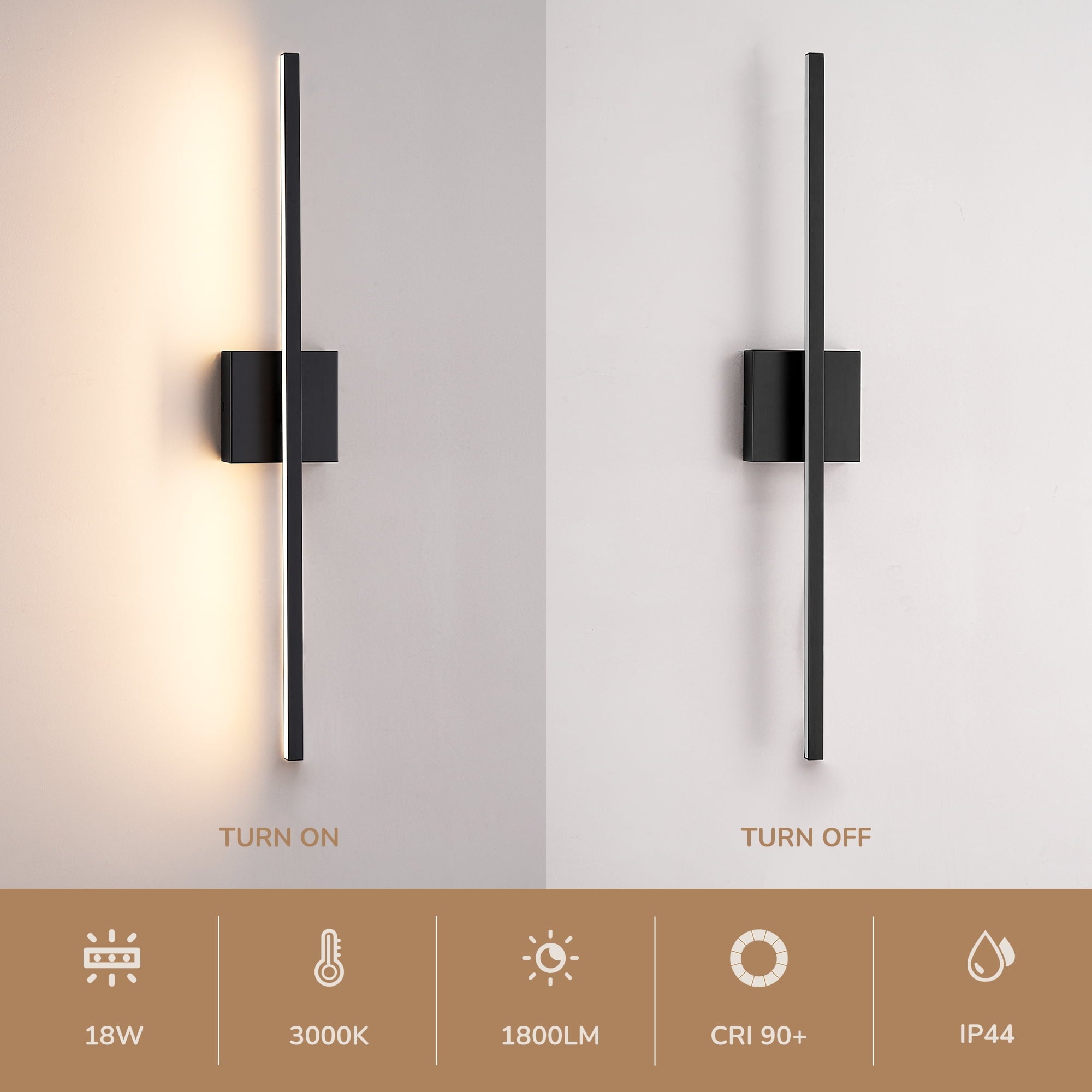 EDISHINE LED Bar Light Wall Mounted Vanity Lights for Bathroom Mirror, 3000K Warm White, 18W