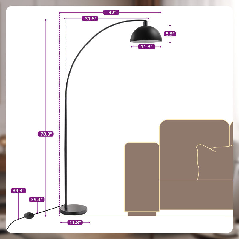 Bynaker 78.4" Arched/Arc Floor Lamp