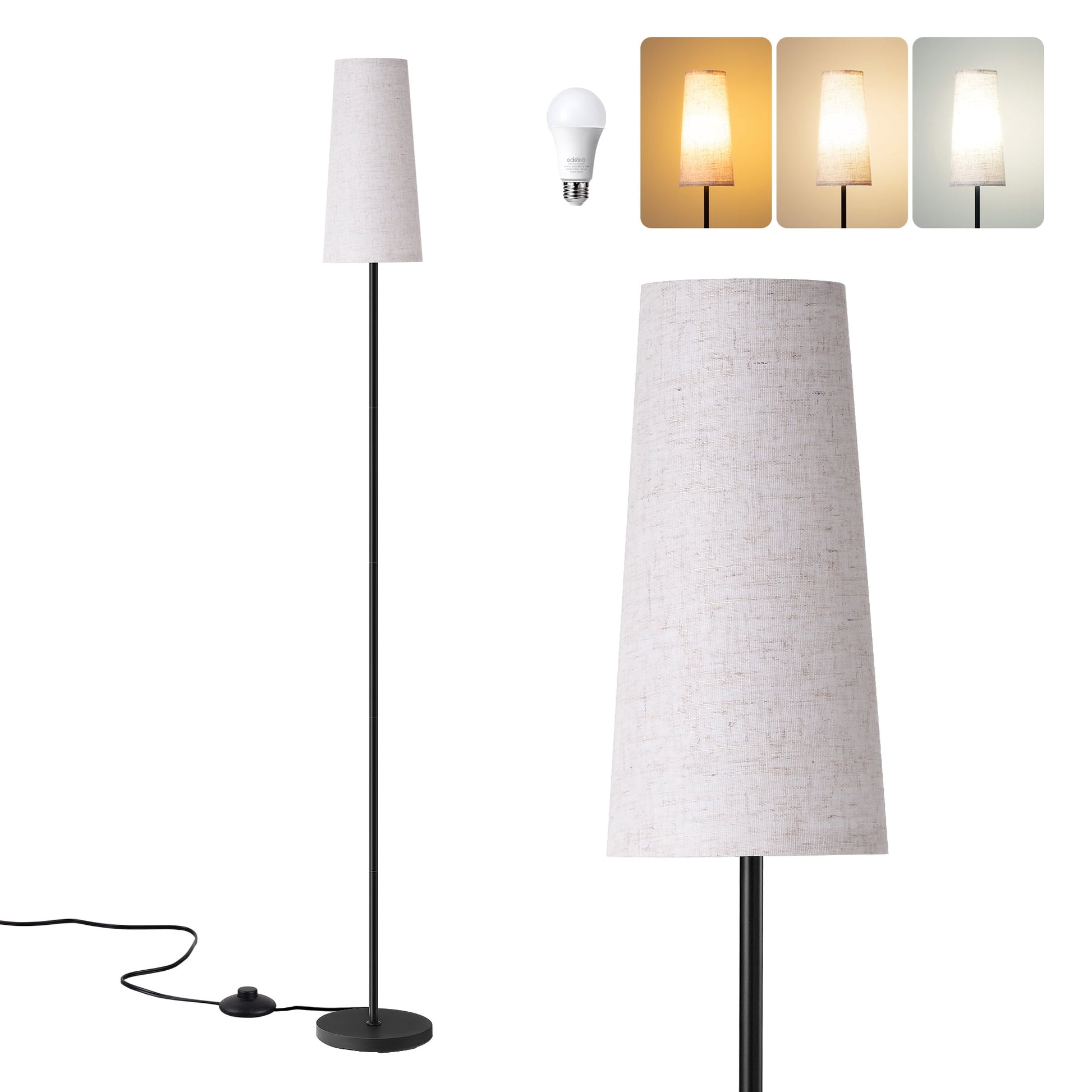 EDISHINE 65in Floor Lamps for Living Room, Standing Tall Standing Light, LED Bulb Included