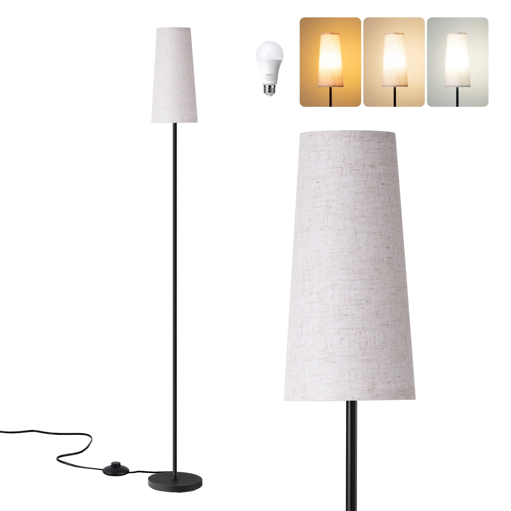 EDISHINE 65in Floor Lamps for Living Room, Standing Tall Standing Light, LED Bulb Included