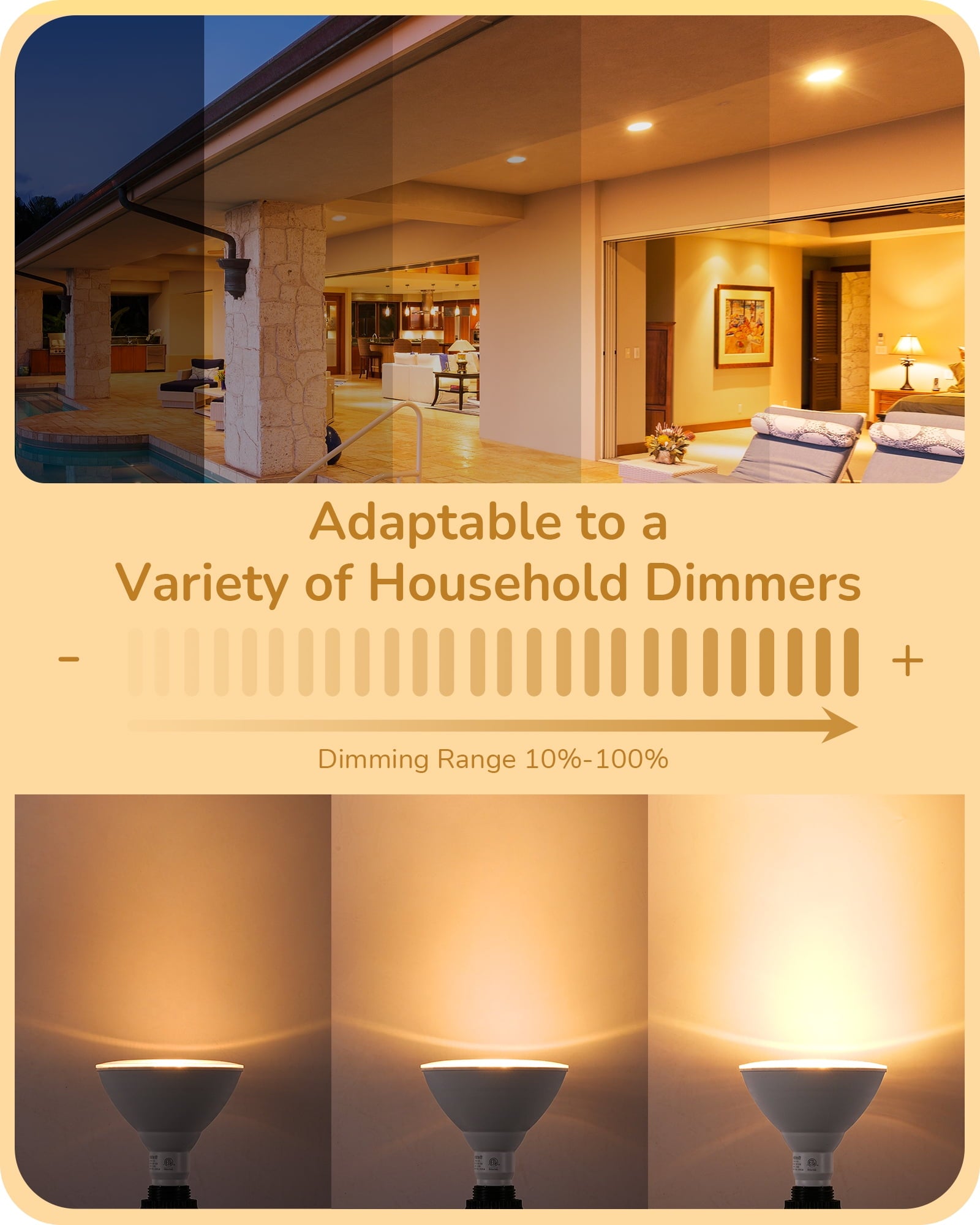 EDISHINE 6 Pack LED Par38 Outdoor Flood Light Bulbs, 18W (120W Equivalent), 3000K Soft White, Dimmable Waterproof Flood Light Bulbs, E26 Base, 1800 Lumen for Yard Porch Driveway, ETL Listed