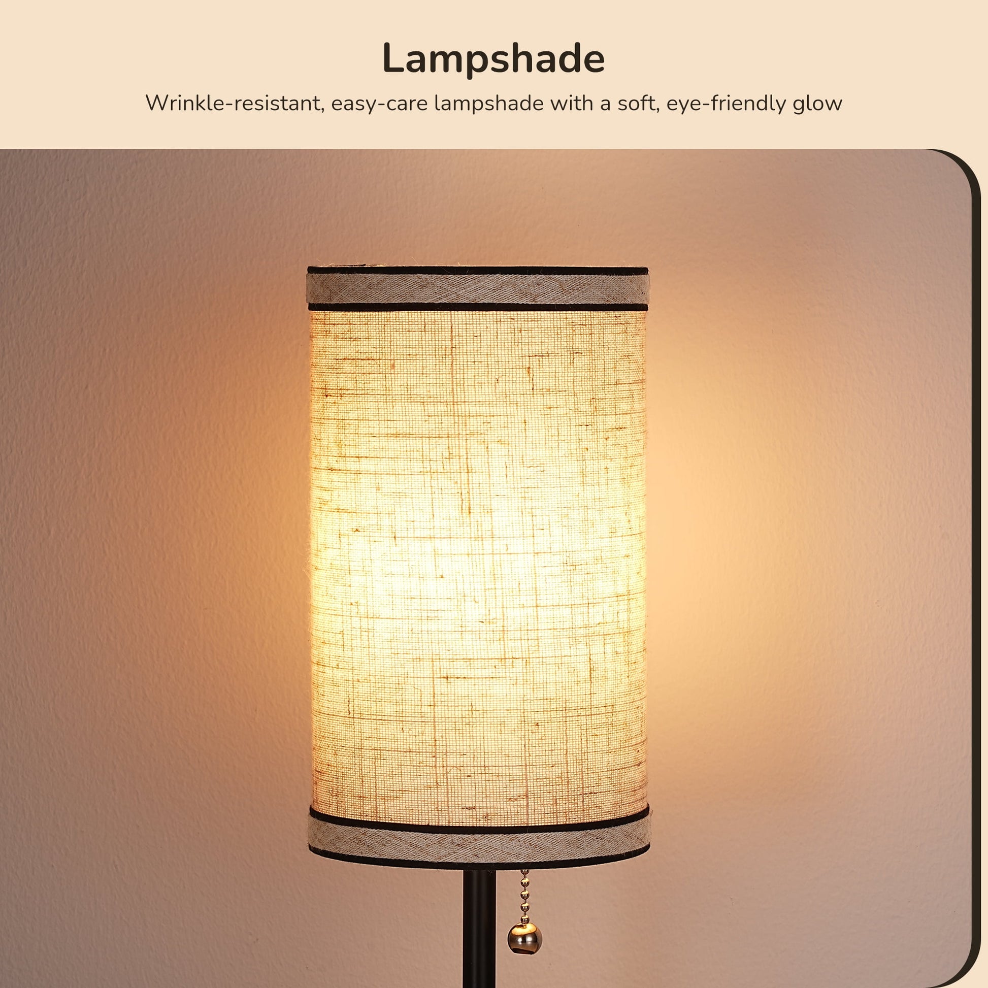 EDISHINE 2 Pack Table Lamps with USB A+C Charging Ports, Small Beside Lamps with Pull Chain Switch, for Bedroom Living Room, E26 Base, Bulbs Not Included