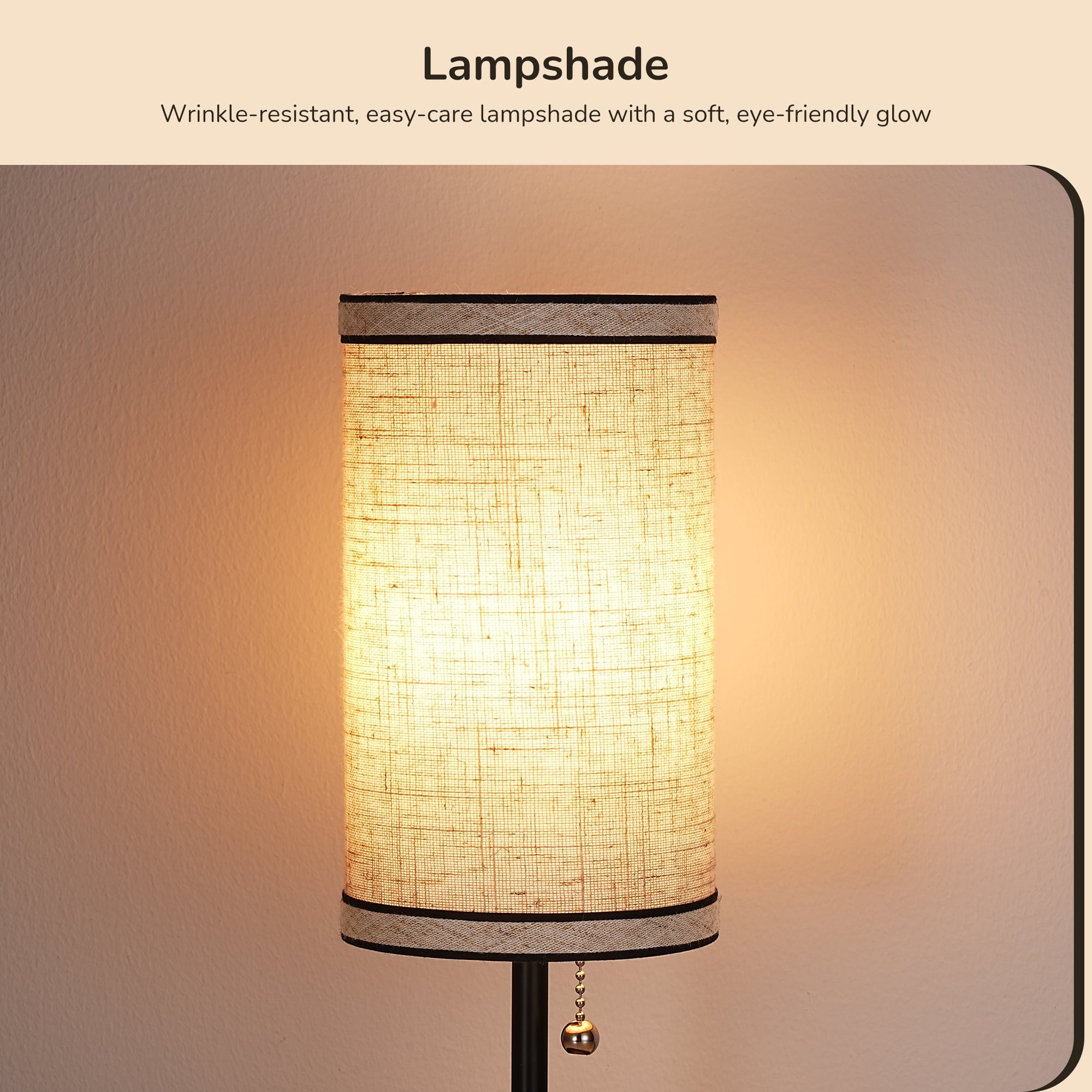 EDISHINE 2 Pack Table Lamps with USB A+C Charging Ports, Small Beside Lamps with Pull Chain Switch, for Bedroom Living Room, E26 Base, Bulbs Not Included