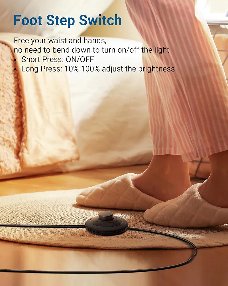 DEWENWILS Floor lamp, 1100Lumen Modern Dimmable Corner Floor Lamp with 3000K Warm Light & Foot Switch, 57.5" Tall Standing Lamp for Living Room, Bedroom, Silver