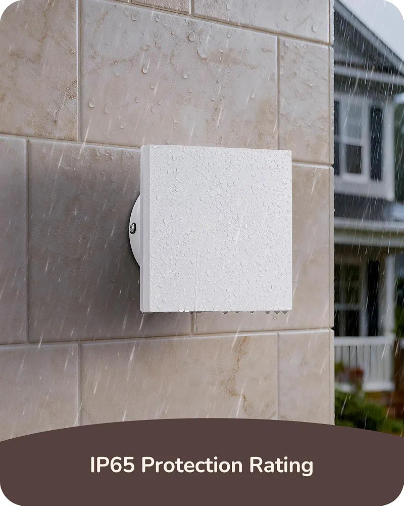 EDISHINE 4 Pack LED Outdoor Wall Light, Small Square Modern White Sconces