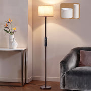 EDISHINE Dual Shades Floor Lamp with Foot Switch, Dimmable Floor Standing Lamp with 9W LED A19 Light Bulb, Remote Custom Color Temperature Pole for Living Room, Bedroom, Office, E26