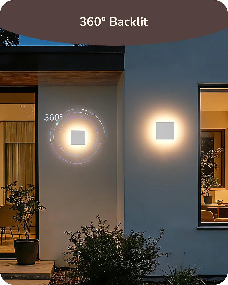 EDISHINE 4 Pack LED Outdoor Wall Light, Small Square Modern White Sconces