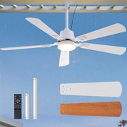 52" Outdoor Ceiling Fan with Light, IP66 Waterproof Gazebo Hanging Fan, White