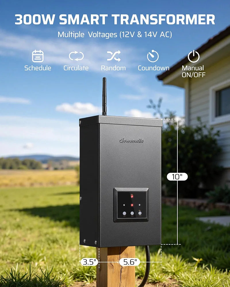 DEWENWILS Smart Low Voltage Landscape Transformer 300W, 3 Independent Outputs, 120V AC to 12V/14V AC, Landscape Lighting Transformer with Schedule & Timer, Compatible with Alexa & Google Assistant