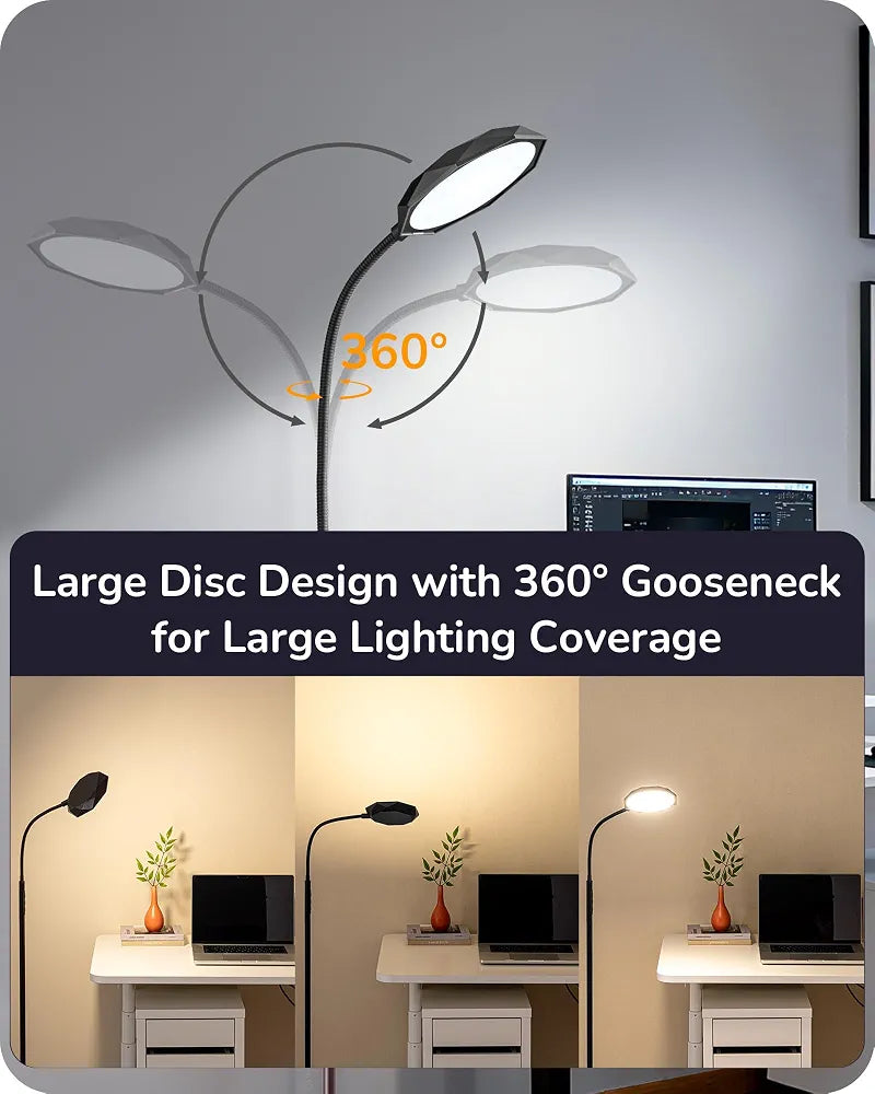 EDISHINE 18W LED Floor Lamp for Living Room, Diamond-Surface, Black