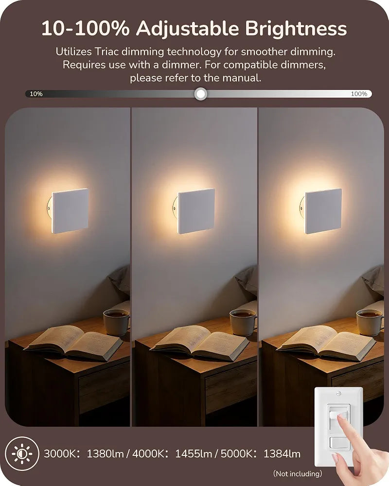 EDISHINE 4 Pack LED Outdoor Wall Light, Small Square Modern White Sconces