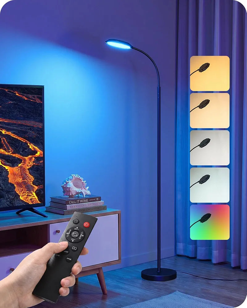 EDISHINE 18W LED Floor Lamp for Living Room, Diamond-Surface, Black