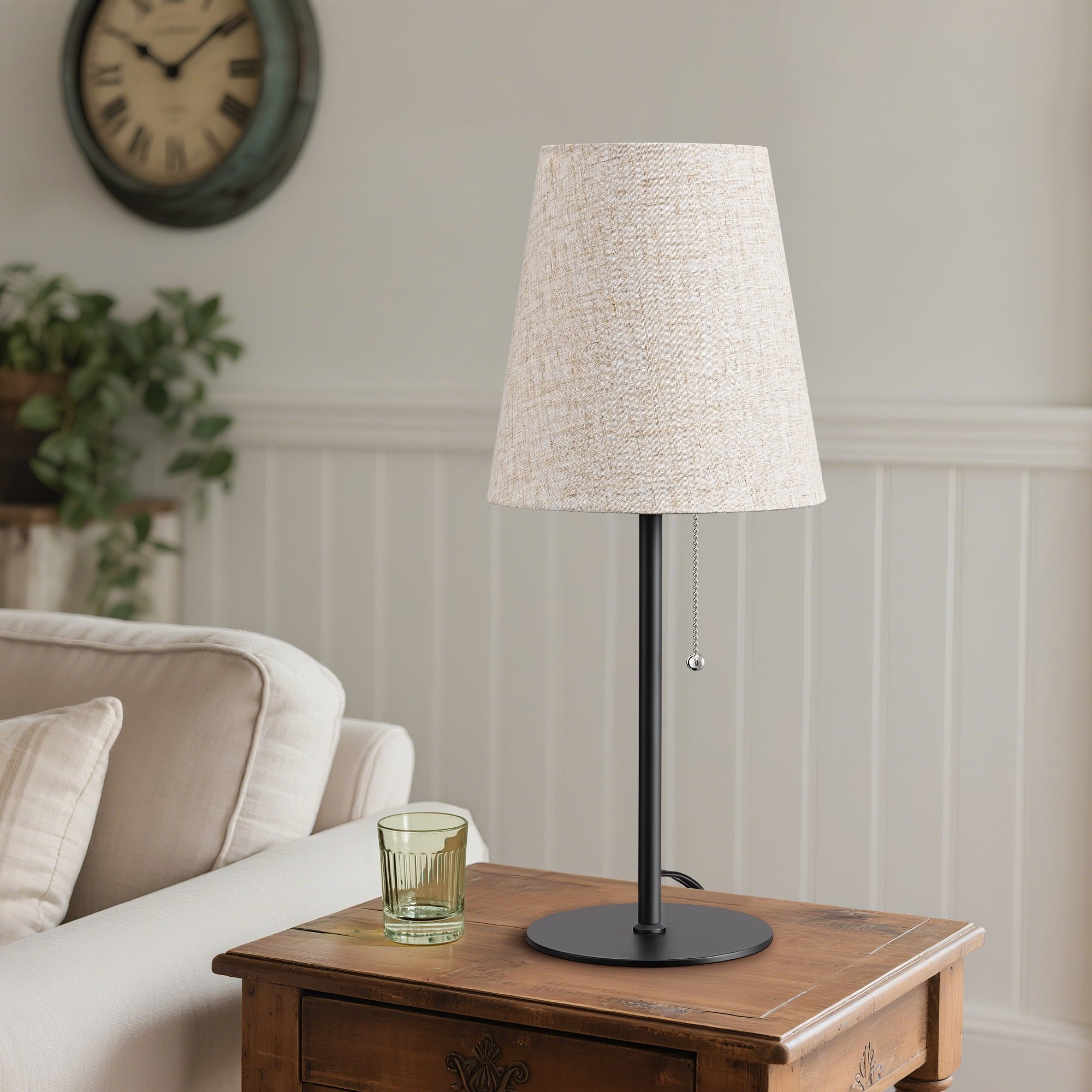 EDISHINE Table Lamps Set of 2 for Living Room Bedroom Pull Chain Switch