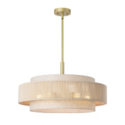 5-Light Drum Chandelier With Fabric And Rope Shades