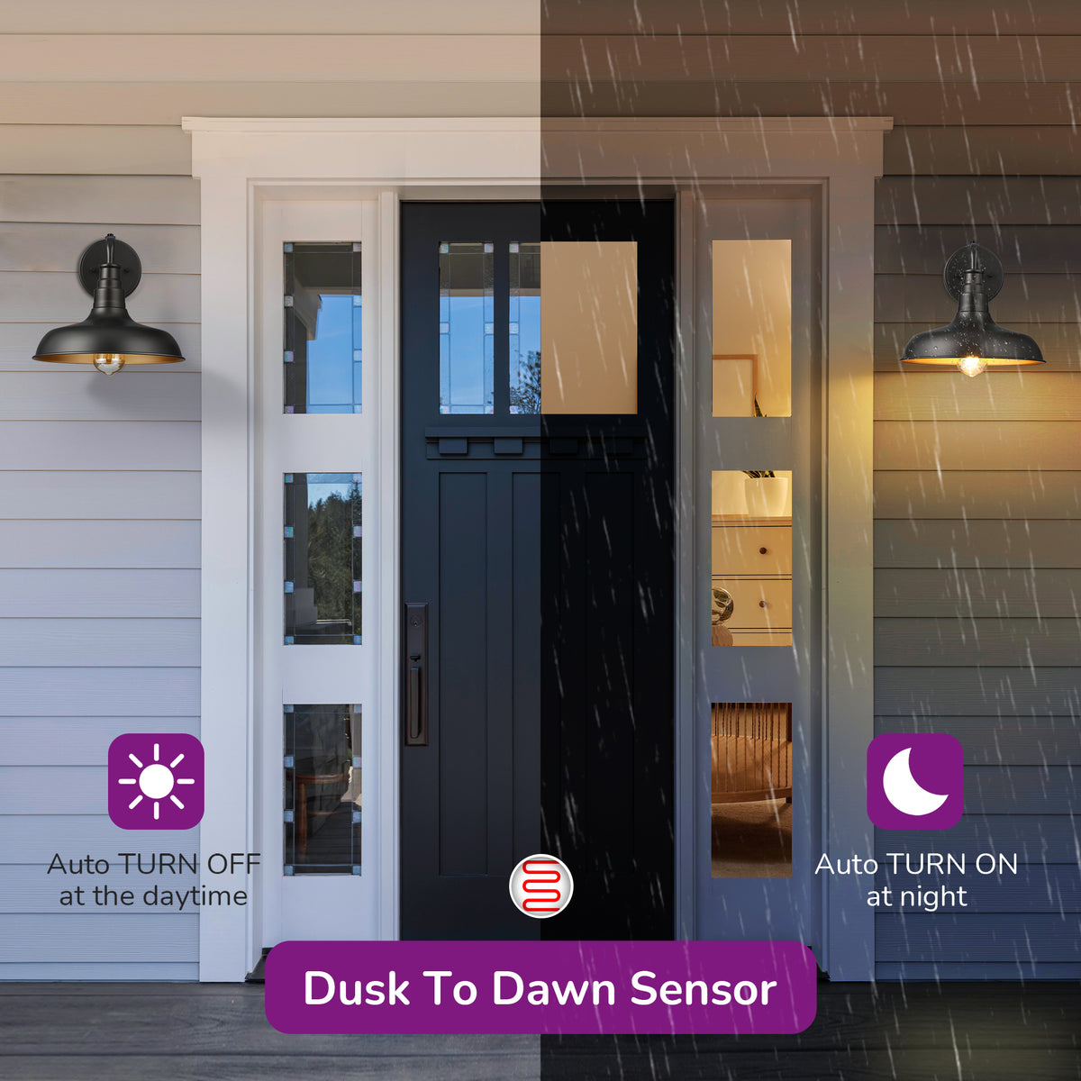 Gooseneck Dusk to Dawn Outdoor Wall Light - 2 Pack