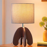 EDISHINE 14.37'' Small Table Lamp, Vintage Bedside Lamp, Linen Shade, E26