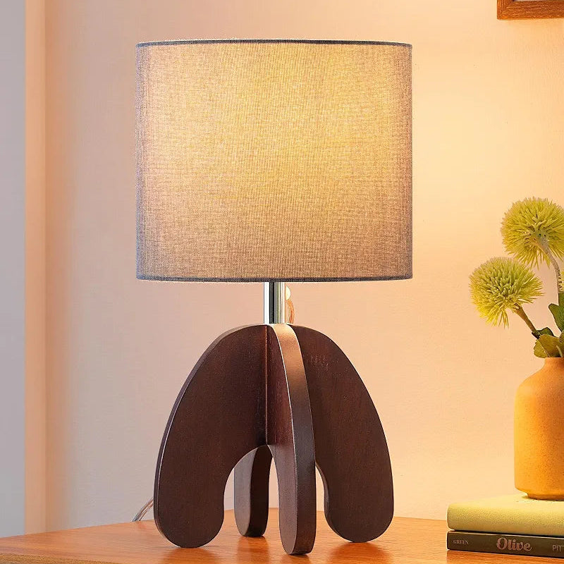 EDISHINE 14.37'' Small Table Lamp, Vintage Bedside Lamp, Linen Shade, E26