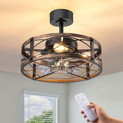 20" Caged Ceiling Fans with Lights and Remote (Brushed Gold)