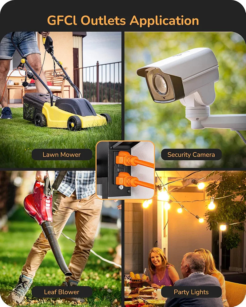 EDISHINE Black Motion Sensor Dusk to Dawn Outdoor Wall Light with Outlet