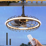 EDISHINE 20" Outdoor Ceiling Fan with Light, 3CCT Dimmable Waterproof Caged Fan Remote, 5 Blades 6 Wind Speeds Reversible DC Motor, Plug in Hanging Hook Quiet Gazebo Fans for Patios, Porch, Pergola - HCFM07A