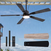 42" Outdoor Ceiling Fan with Light, IP66 Waterproof Gazebo Hanging Fan, Black
