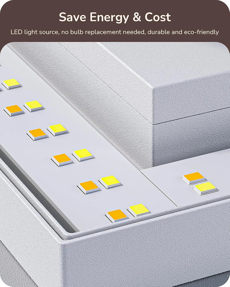 EDISHINE 4 Pack LED Outdoor Wall Light, Small Square Modern White Sconces