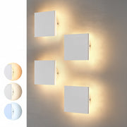 EDISHINE 4 Pack LED Outdoor Wall Light, Small Square Modern White Sconces