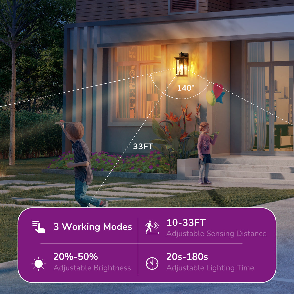 Outdoor Wall Light with Dusk to Dawn and Motion Sensor