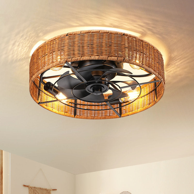 Bay Isle Home™ 19.7'' Rattan Ceiling Fan With Light And Remote Control Included
