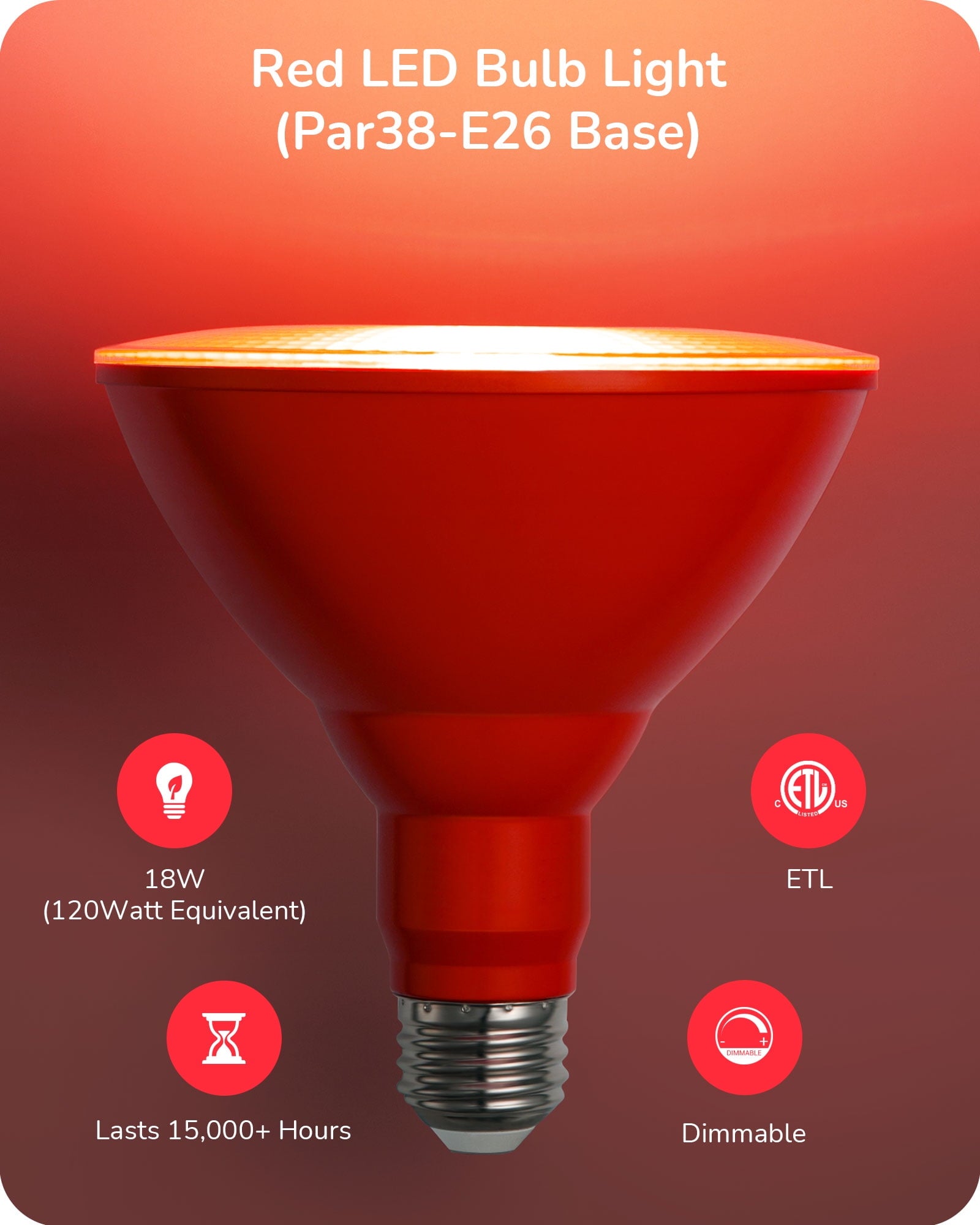 EDISHINE 2 Pack LED Par38 Flood Red Green Outdoor Christmas Light Bulbs, 18W (120W Equivalent), Dimmable, E26 Base Green Red LED Lights for Holiday Decor