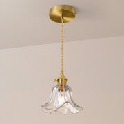 Adjustable Clear Glass Floral Pendant Light