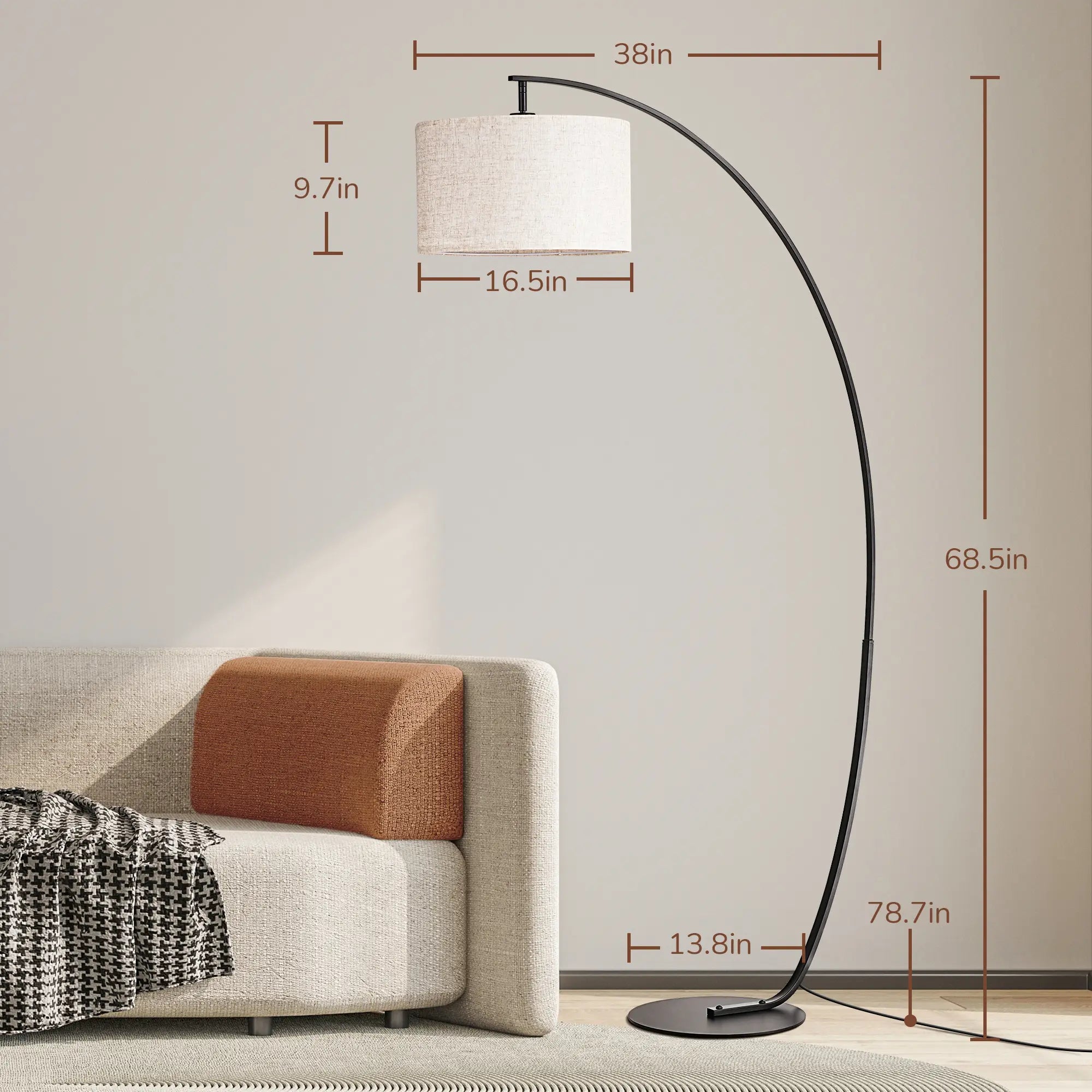 Arched Floor Lamp With Remote Control (68.5")