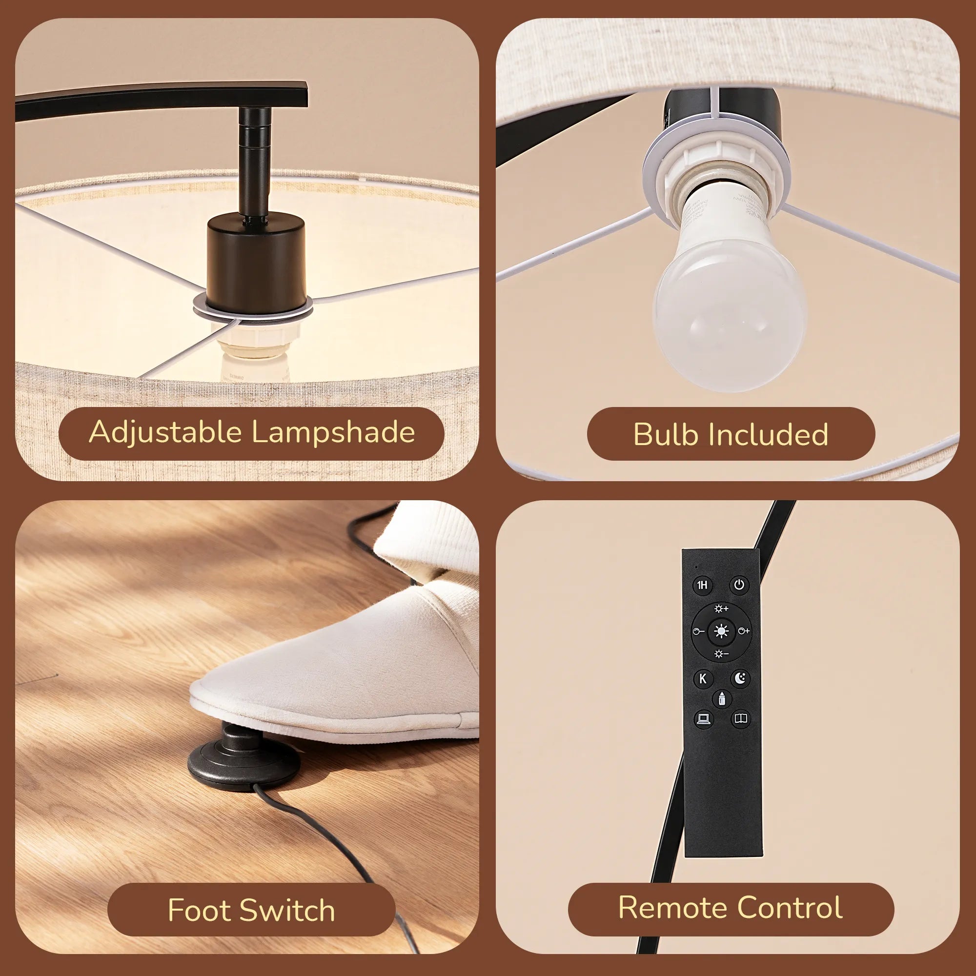 Arched Floor Lamp With Remote Control (68.5")