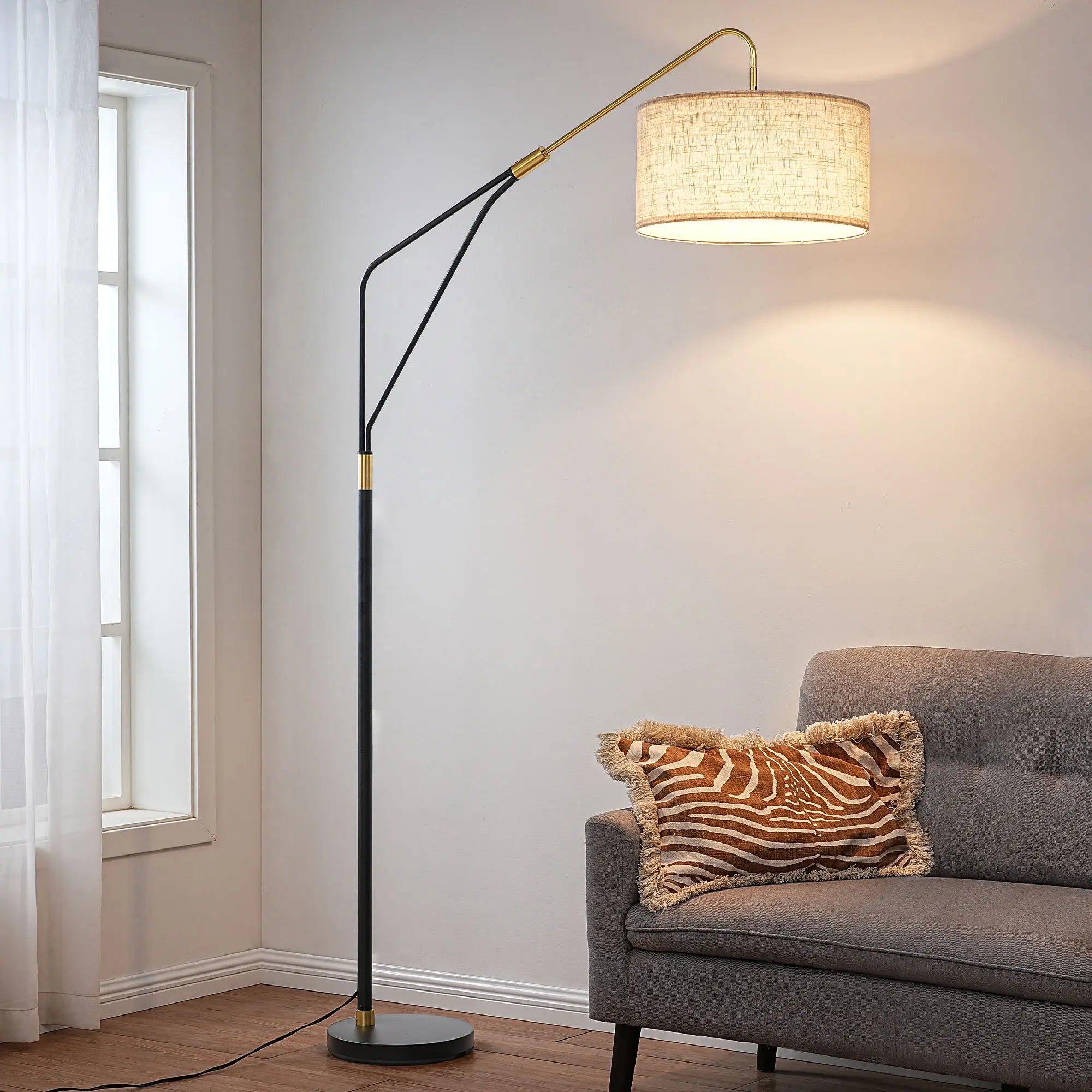 Arched Linen Floor Lamp with Remote Control (76'' )
